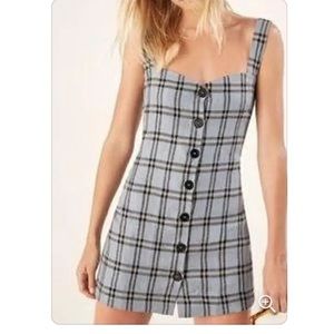 NWOT Reformation Shetland mini dress blue plaid